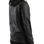 Zest Hooded Black Leather Pullover Jacket