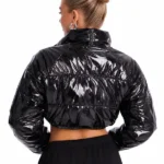Zora Faux Patent Leather Cropped Puffer Jacket Back