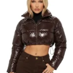 Zora Faux Patent Leather Puffer Jacket