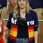 Astros Kate Upton Blue Rainbow Stripe sweater