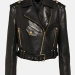 Asymmetrical Biker Black Leather Jacket