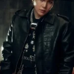 BTS Suga Hooligan Black Leather Jacket