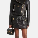 Black Asymmetrical Biker Leather Jacket