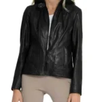 Black Hooded Leather Moto Jacket