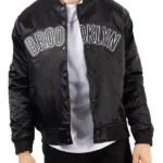 Brooklyn Nets Bomber Black Satin Jacket