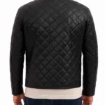 Classic Style Black Leather Quilted Jacket For Men’s