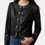 Cropped Scallop Edge Black Jacket