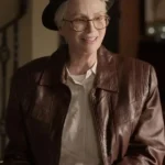 Jane Lynch Only Murders in the Building S04 Sazz Pataki Brown Leather Jacket