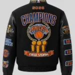 Jeff hamilton Knicks 2026 Basketball Champions Leather Jacket Back