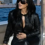 Kim Kardashian 2026 Monaco Grand Prix Black Leather Jacket