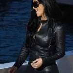 Kim Kardashian Monaco Grand Prix Black Leather Jacket