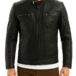 Mens Cafe Racer Retro Black Biker Jacket