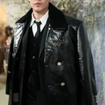 Met Gala 2026 Bill Skarsgard Black Leather Coat Front