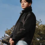 NYC Campaign 2026 Jungkook Black Leather Jacket