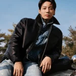 NYC Campaign Jungkook Black Leather Jacket