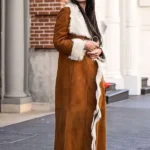NYC Danielle Vasinova Fur Trim Suede Coat