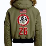 Olympic 2026 Team USA 26 Green Jacket Back