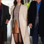 Only Murders In The Building Selena Gomez Beige Leather Coat