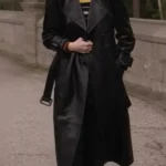 Only Murders in the Building Selena Gomez Black Leather Trench Coat