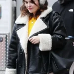 Selena Gomez Only Murders in the Building S04 Mabel Mora Shearling Black Leather Jacket