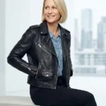 Sian Brooke Trying Black Leather Jacket