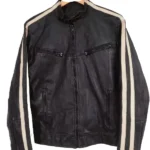 The Witness Jamie Bisping Striped Sleeve Leather Jacket