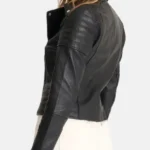 Women’s Black Motorcycle Quilted Leather Jacket ack
