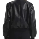 Womens Bomber Black Leather Jacket Back