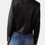 Womens Cropped Scallop Edge Black Jacket Back