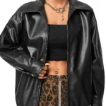 Women’s Motorcycle Oversized Leather Jacket