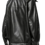 Women’s Oversized Black Leather Motorcycle Jacket Back
