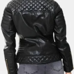 Women’s Racer Quilted Leather Jacket Back