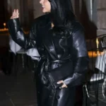 Becky G 2026 Side Black Trench Coat