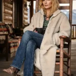 Dutton Ranch S01 Beth Dutton White Longline Sherpa Coat