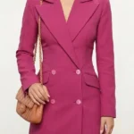 Elle S01 Lexi Minetree Double-Breasted Pink Blazer