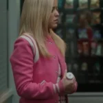 Elle Season 1 2026 Full Snap Bomber Varsity Jacket in Pink