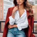 Jessica Alba New York 2026 Red Blazer