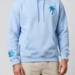 Pink Palm Everything Comes in Waves Sky Blue Hoodie