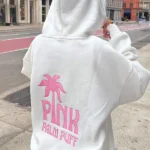 Pink Palm Puff Classic Pink Opal Pullover Hoodie