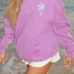 Pink Palm Puff Everything Comes in Waves Acai Hoodie