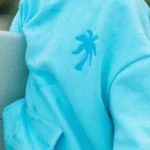 Pink Palm Puff Hawaii Hibiscus Aquamarine Hoodie