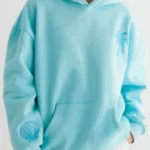 Pink Palm Puff Hawaii Hibiscus Aquamarine Pullover Hoodie