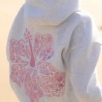 Pink Palm Puff Hawaii Hibiscus Heather Cloud Hoodie