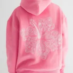 Pink Palm Puff Hawaii Hibiscus Sonic Pink Pullover Hoodie