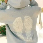 Pink Palm Puff Lacy Sky Gray Fleece Hoodie