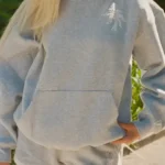 Pink Palm Puff Lacy Sky Gray Front Hoodie