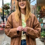 Roommates 2026 Chloe East Brown Leather Jacket