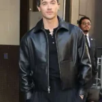 Tom Blyth Good Morning America 2026 Black Leather Jacket