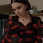 Emily In Paris S5 Lily Collins Lips Blouse