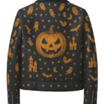 Ghost and Pumpkin Black Leather Moto Jacket